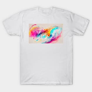 Modern Contemporary Abstract Watercolor Colorful Multicolored Cosmic Splash Galaxy T-Shirt